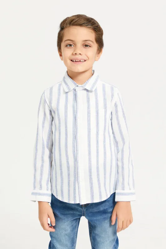 Boys Blue Striped Shirt sold by Redtag