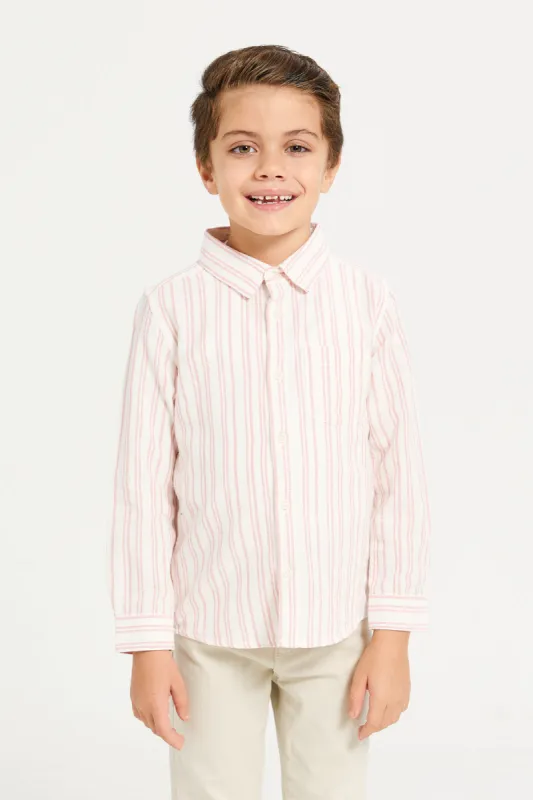 Boys Pink Striped Shirt sold by Redtag