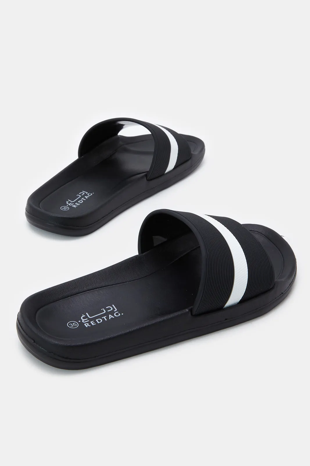 Senior Boys Black With White Stripes Slide sold by Redtag product image thumbnail 4