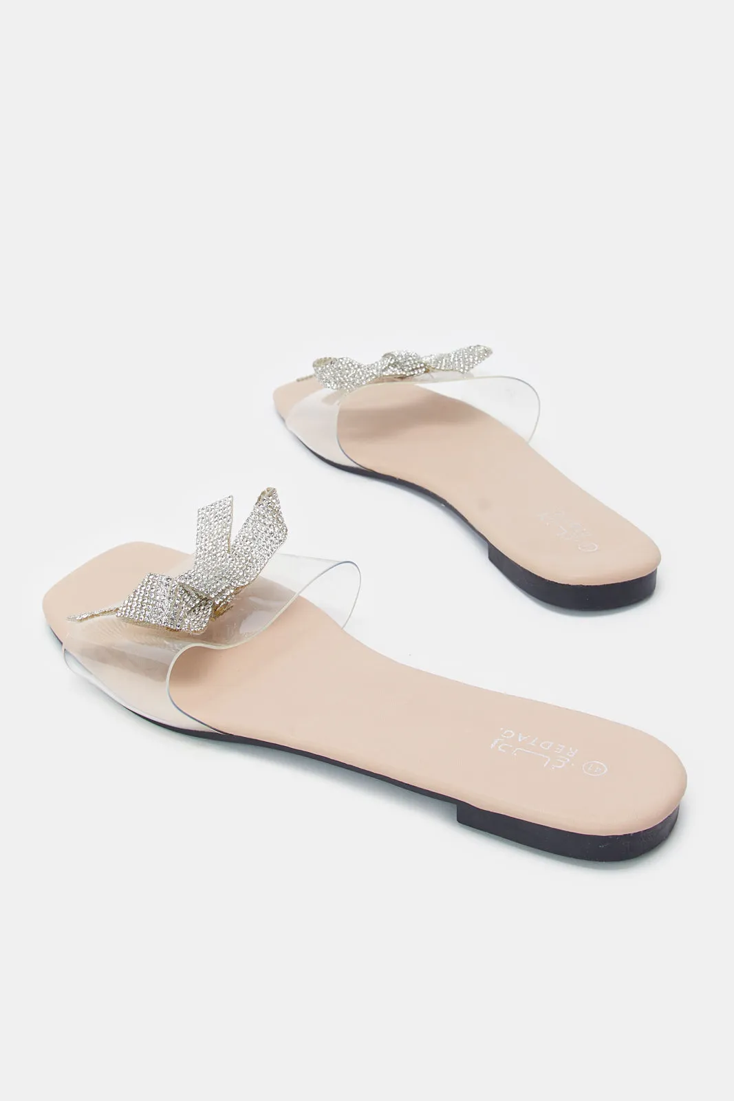 Women Beige Embellished Bow Trim Mule sold by Redtag product image thumbnail 4