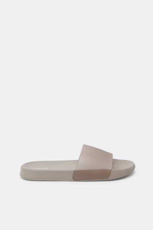 Women Beige Vinyl Slide sold by Redtag