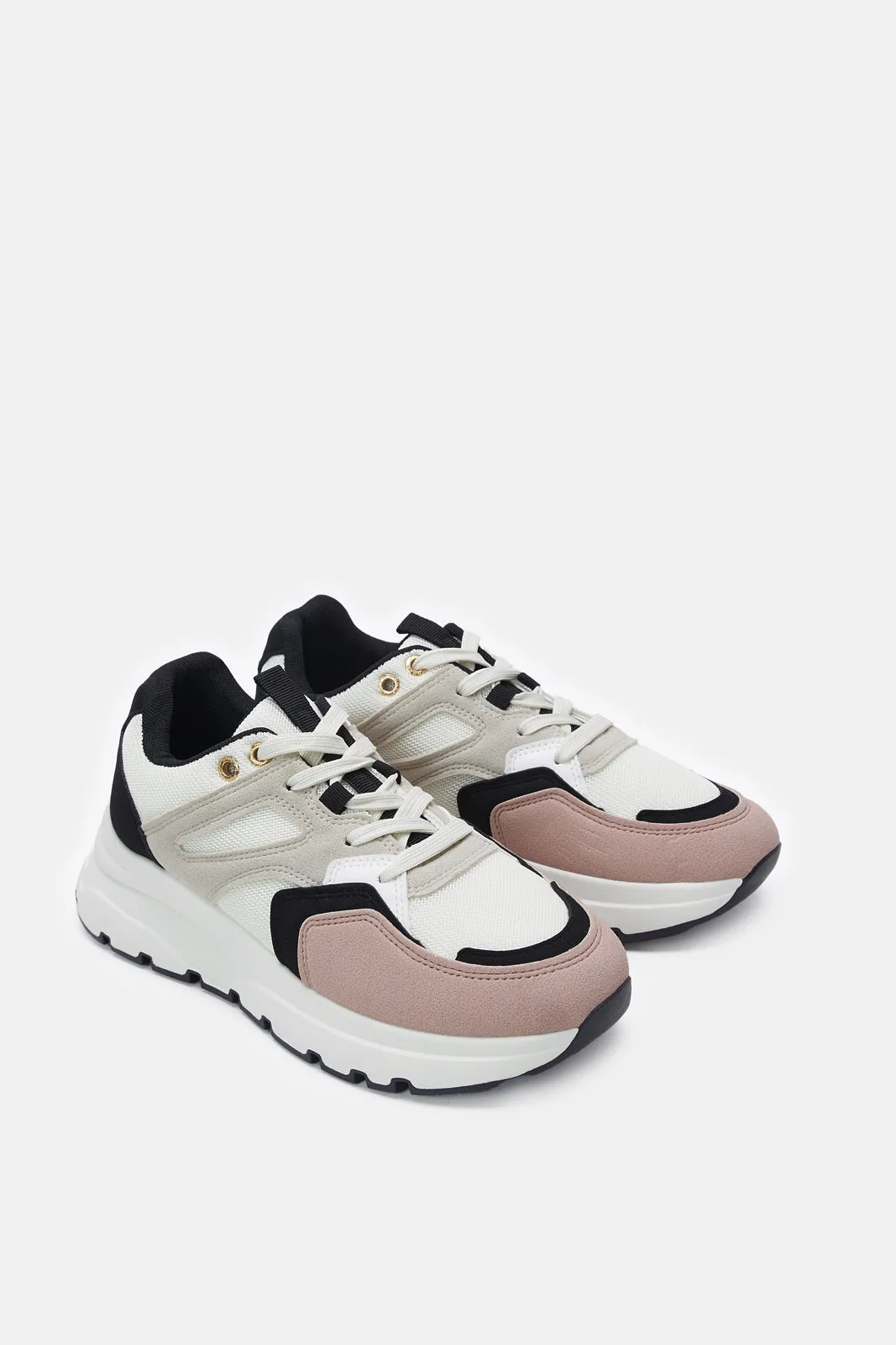 Women Grey Textured Lace-Up Sneakers sold by Redtag product image thumbnail 2