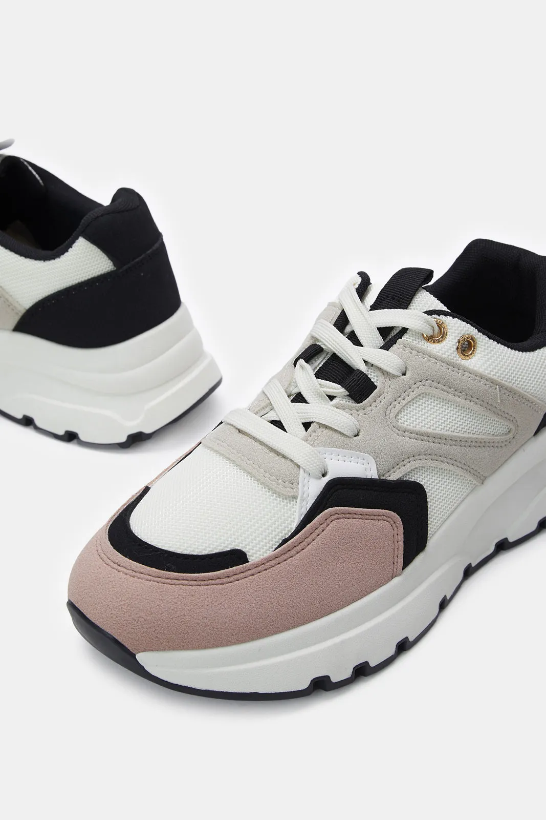 Women Grey Textured Lace-Up Sneakers sold by Redtag product image thumbnail 3