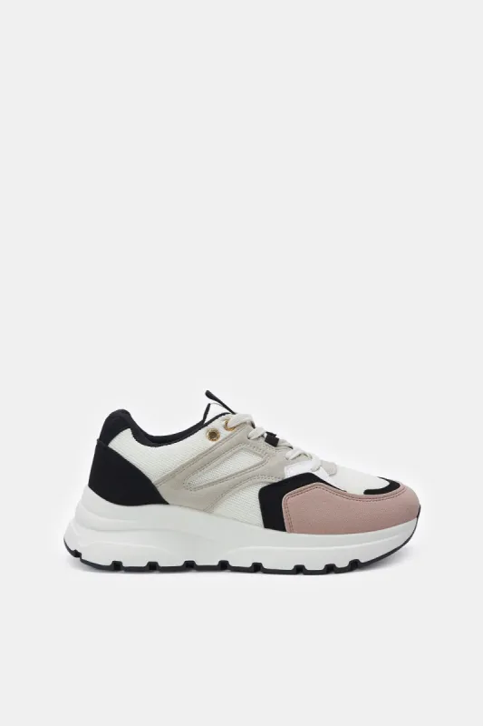 Women Grey Textured Lace-Up Sneakers sold by Redtag