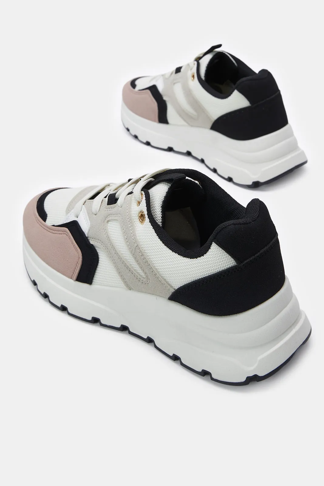 Women Grey Textured Lace-Up Sneakers sold by Redtag product image thumbnail 4