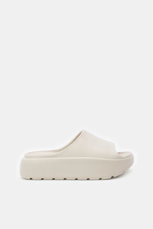 Women Beige Platform Slide sold by Redtag