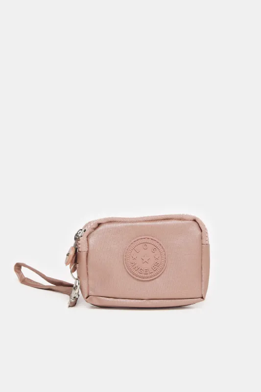 Women Pink Embossed Travel Pouch sold by Redtag