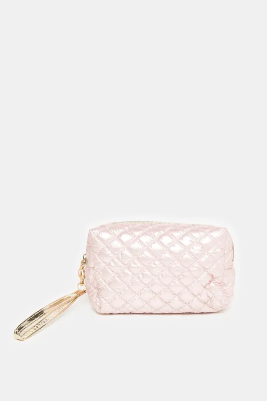 Women Pink Quilted Pouch sold by Redtag