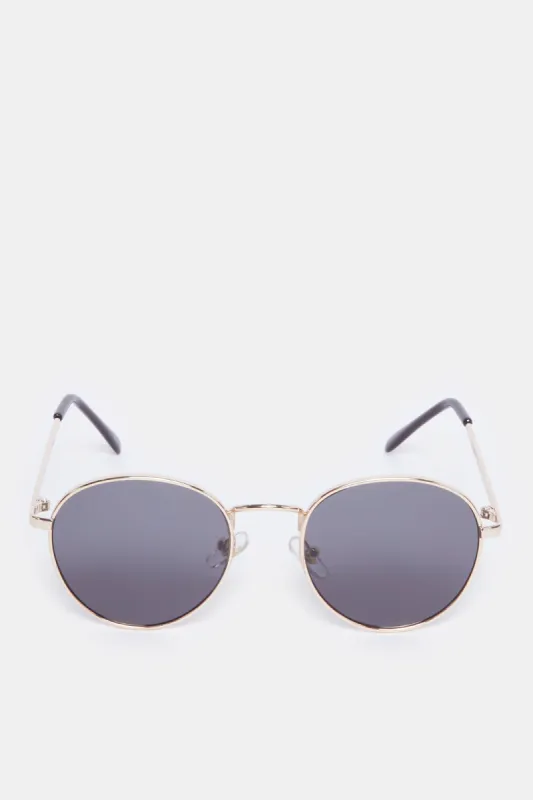 Boys Black Round Metal Sunglasses sold by Redtag