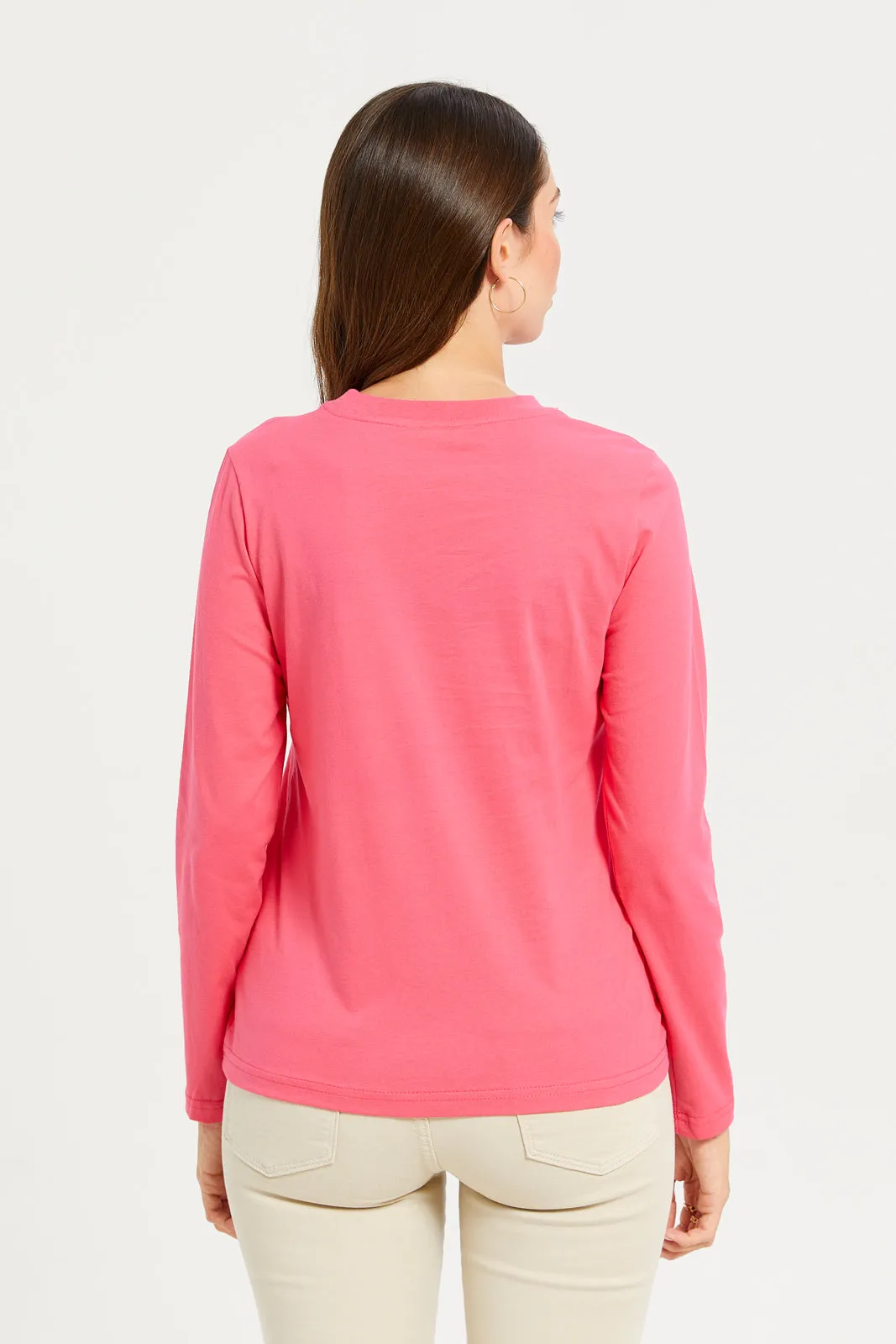 Women Pink Printed Long Sleeves T-shirt sold by Redtag product image thumbnail 3