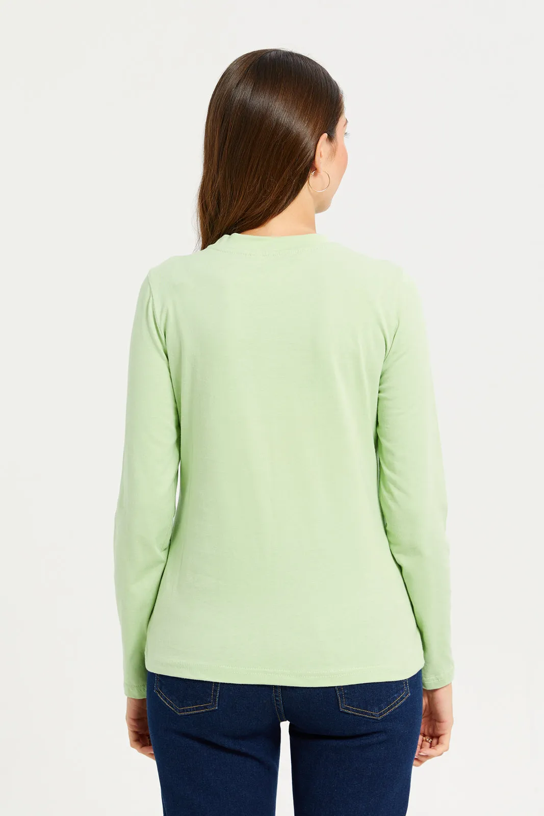 Women Green Printed Long Sleeves T-shirt sold by Redtag product image thumbnail 3