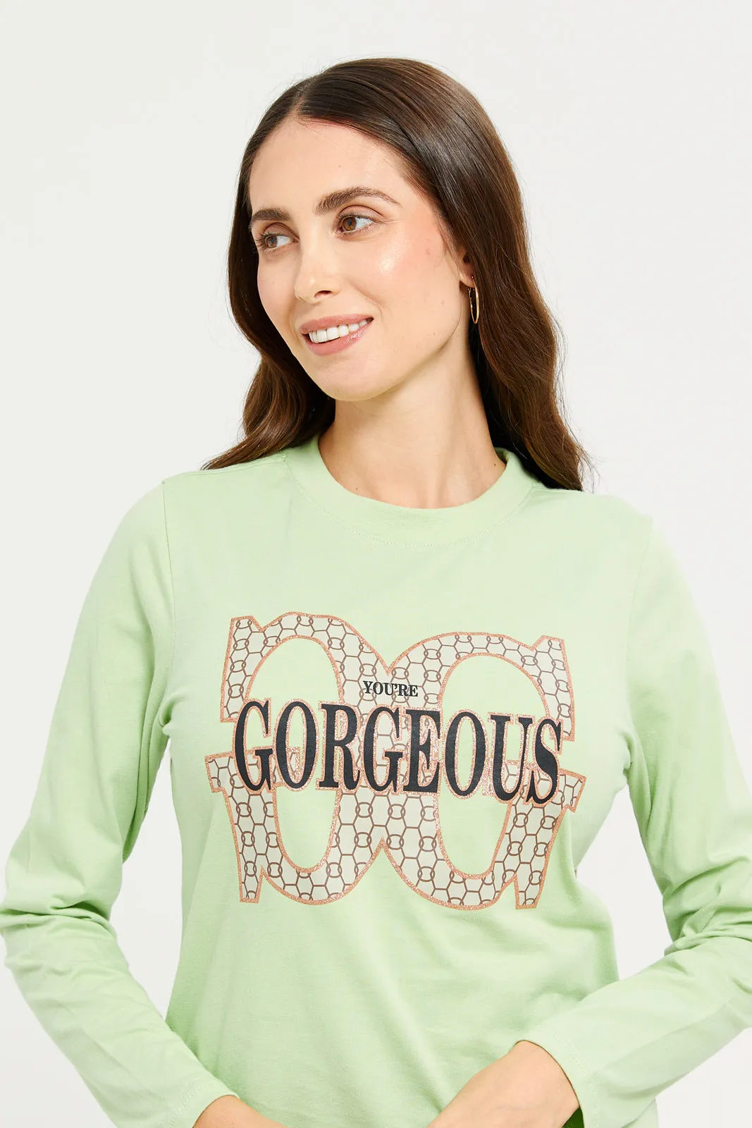 Women Green Printed Long Sleeves T-shirt sold by Redtag product image thumbnail 4