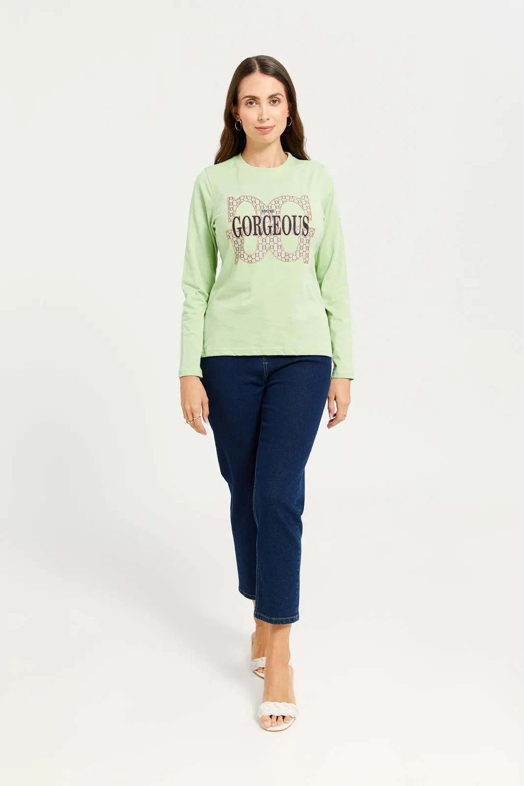 Women Green Printed Long Sleeves T-shirt sold by Redtag product image thumbnail 2