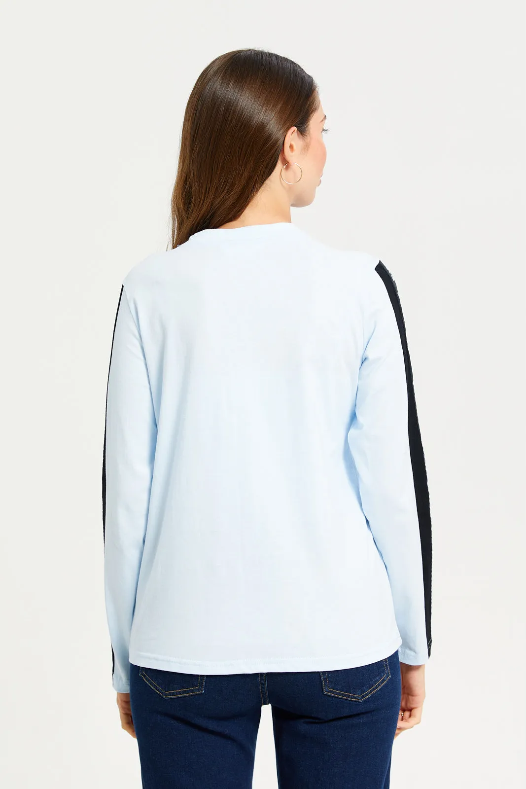 Women Blue Long Sleeves T-shirt sold by Redtag product image thumbnail 3