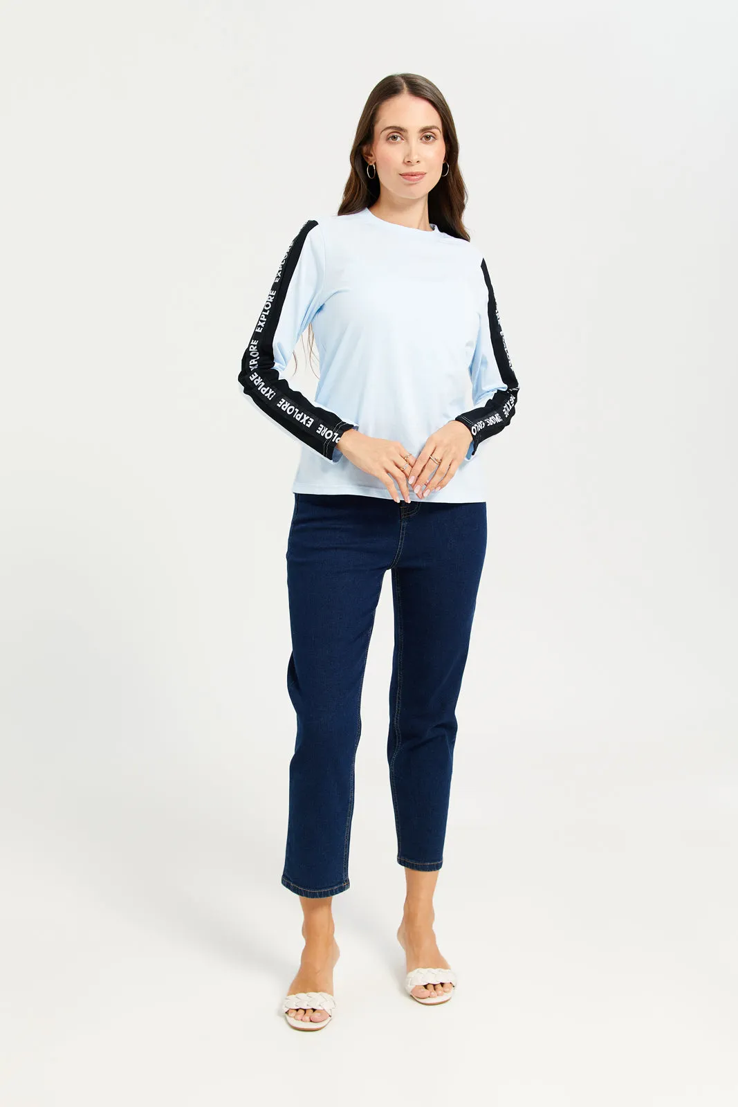 Women Blue Long Sleeves T-shirt sold by Redtag product image thumbnail 2