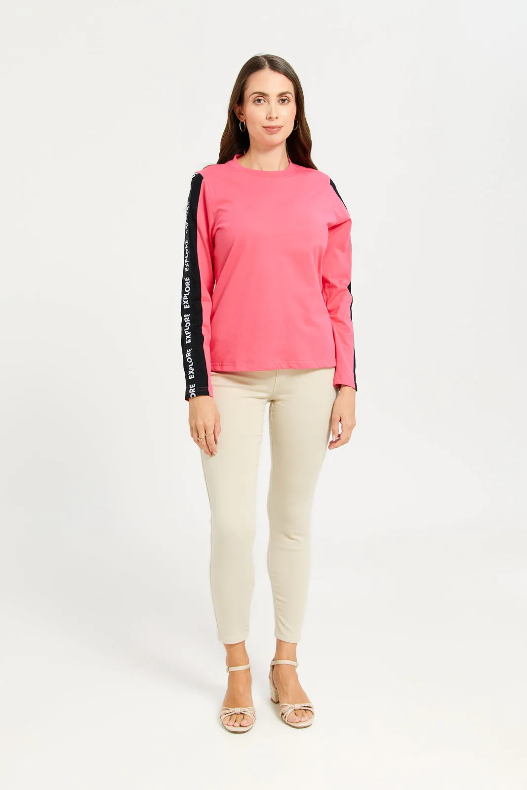 Women Pink Long Sleeves T-shirt sold by Redtag product image thumbnail 2