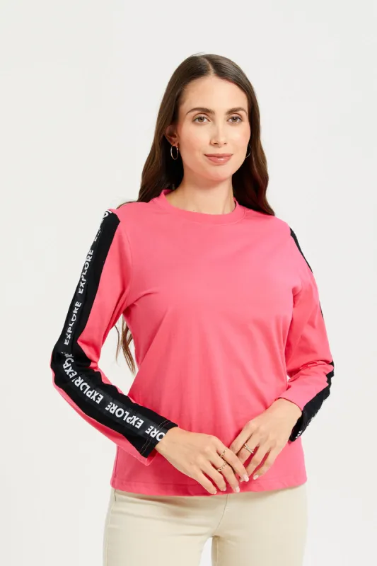 Women Pink Long Sleeves T-shirt sold by Redtag