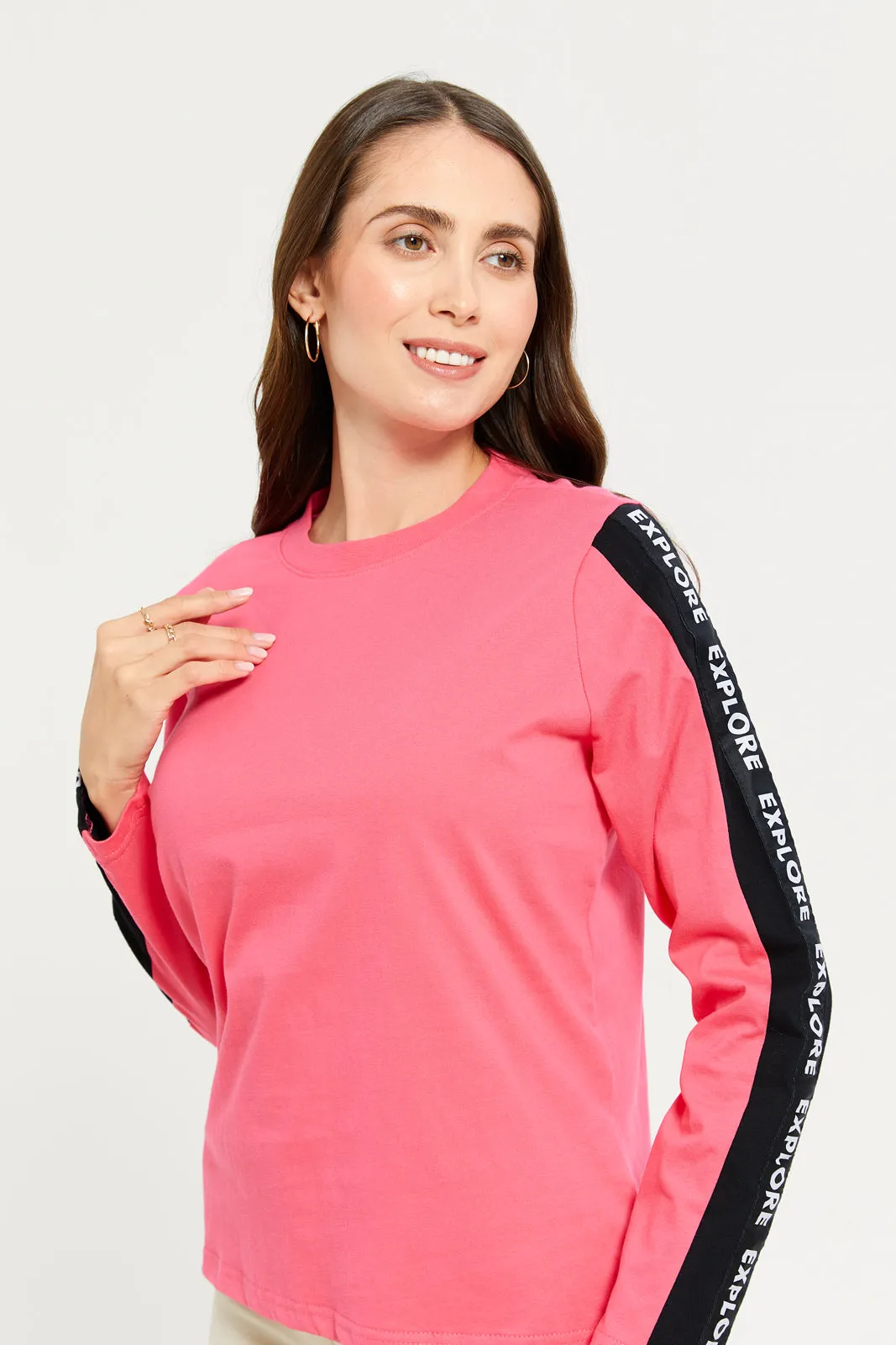 Women Pink Long Sleeves T-shirt sold by Redtag product image thumbnail 4