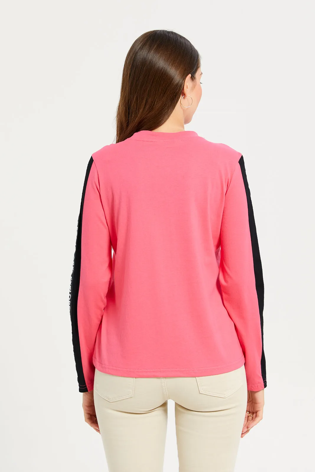 Women Pink Long Sleeves T-shirt sold by Redtag product image thumbnail 3