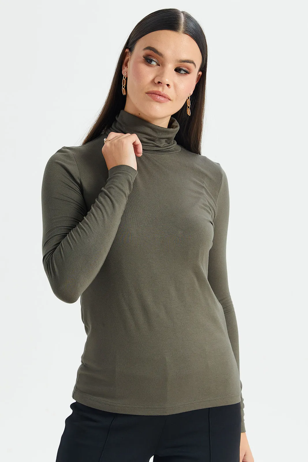Women Olive Long Sleeve T-Shirt sold by Redtag