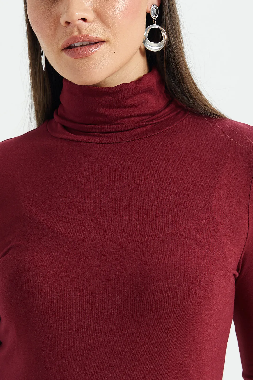 Women Burgundy Long Sleeve T-Shirt sold by Redtag product image thumbnail 4