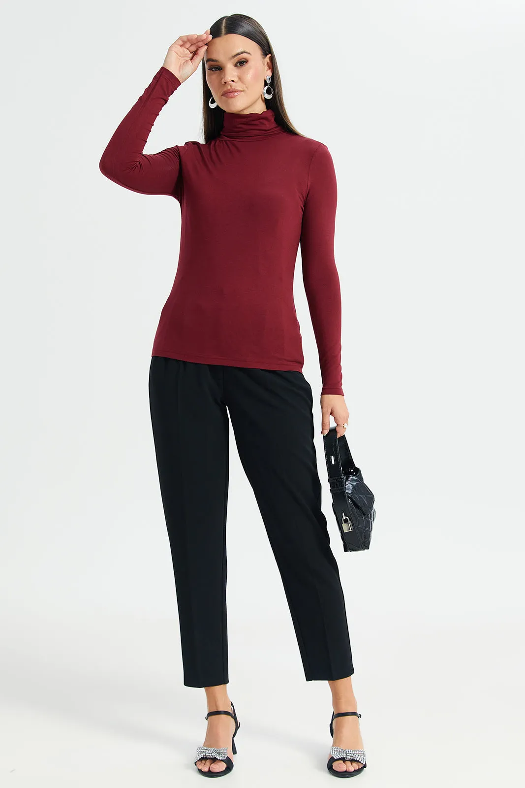 Women Burgundy Long Sleeve T-Shirt sold by Redtag product image thumbnail 2
