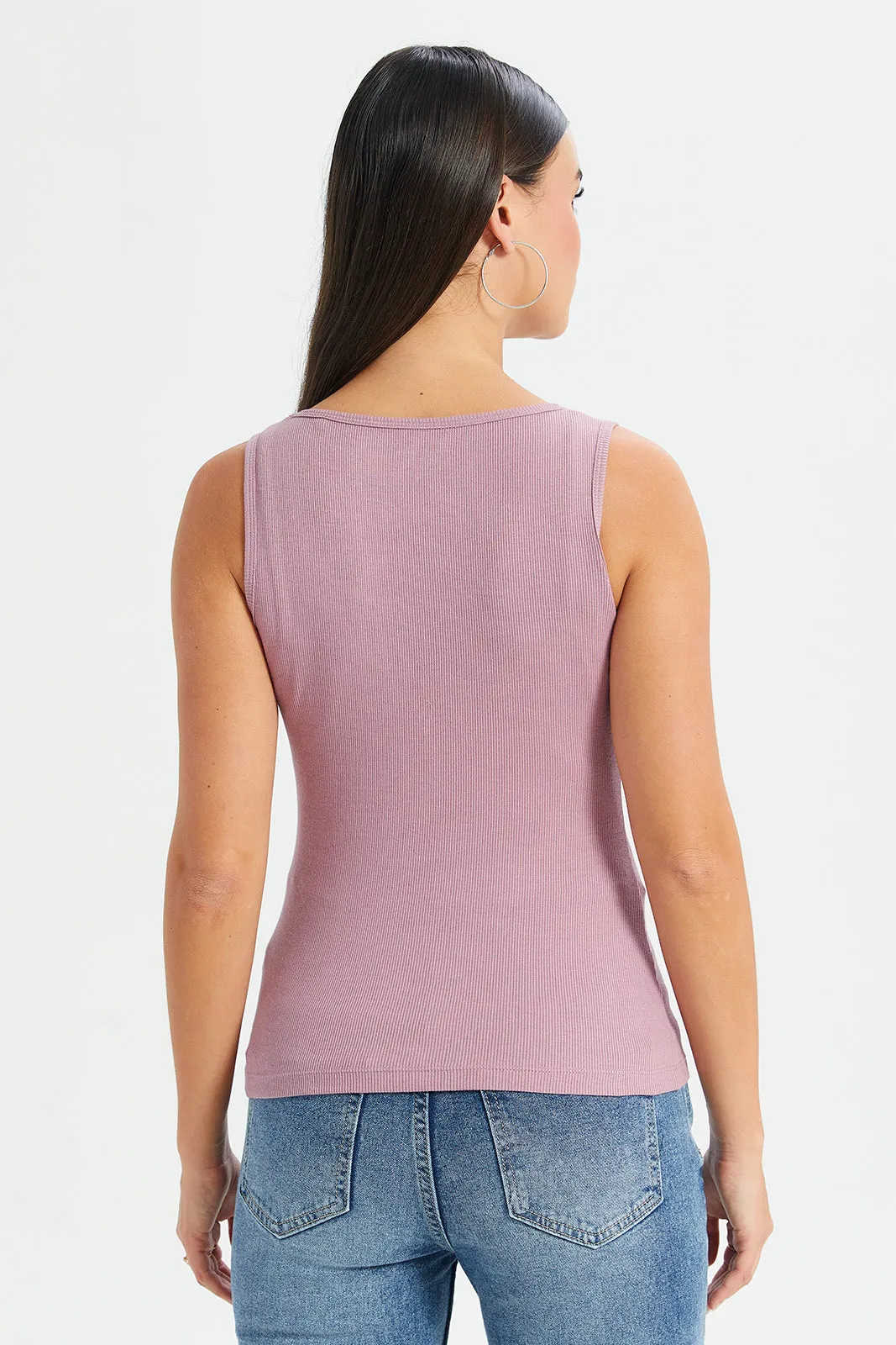 Women Mauve Ribbed Vest sold by Redtag product image thumbnail 3