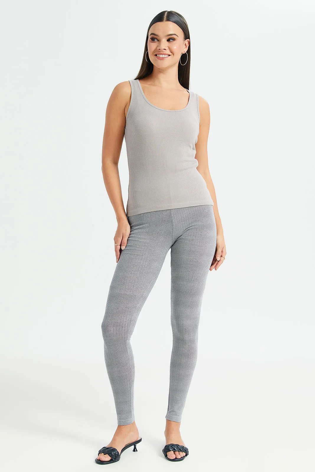 Women Grey Ribbed Vest sold by Redtag product image thumbnail 2