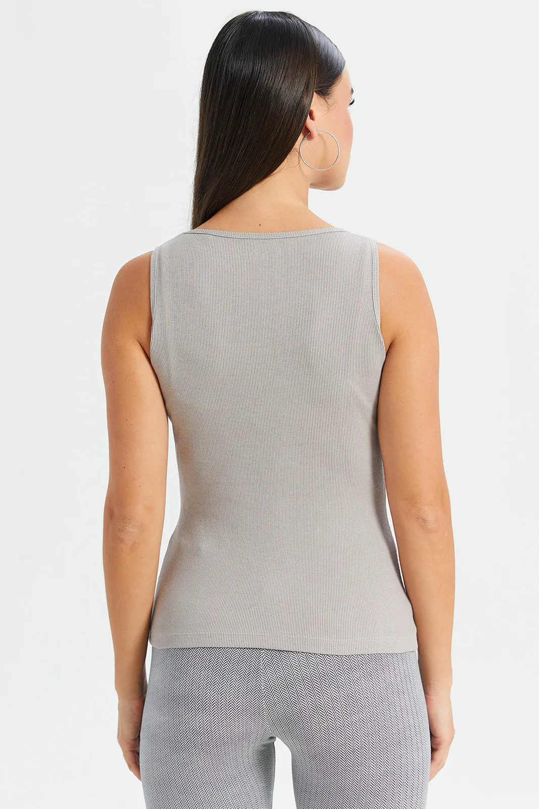 Women Grey Ribbed Vest sold by Redtag product image thumbnail 3