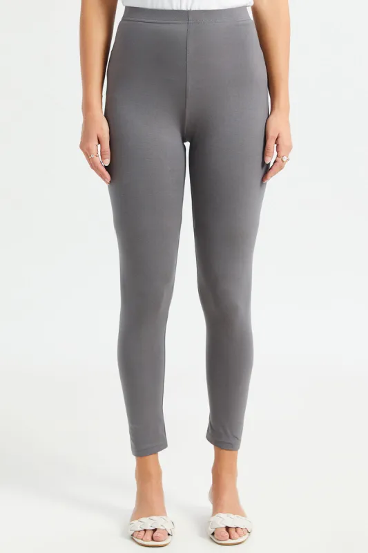 Women Grey Cropped Leggings sold by Redtag