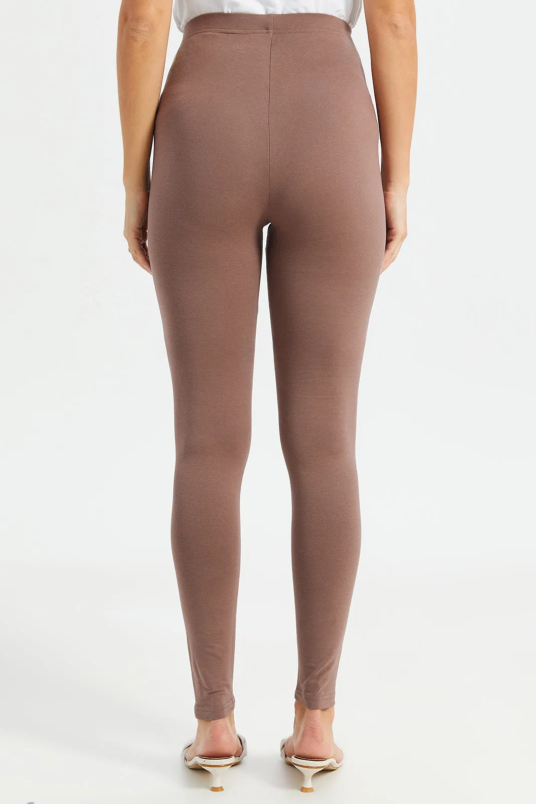 Women Taupe Long Length Leggings sold by Redtag product image thumbnail 3