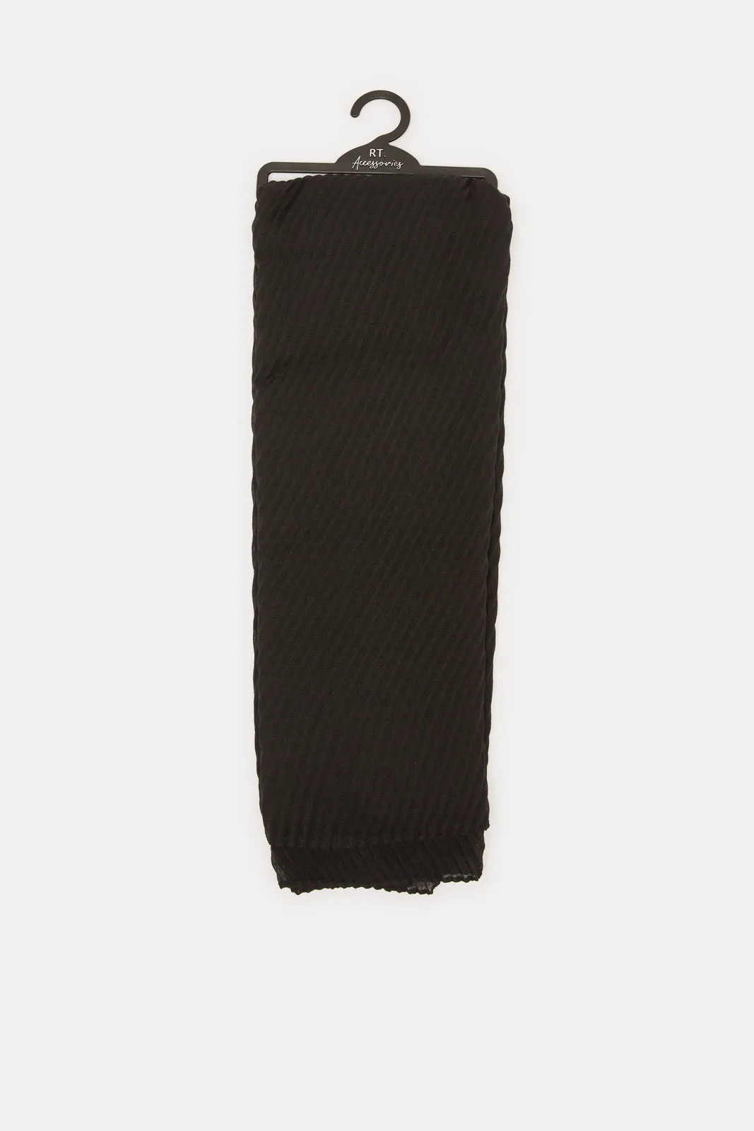Women Black Pleated Scarf sold by Redtag