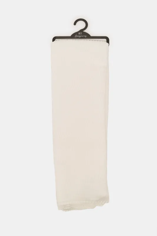 Women White Pleated Scarf sold by Redtag