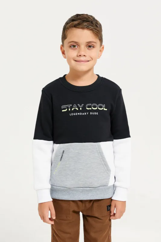 Boys Black Pockets Sweatshirt sold by Redtag