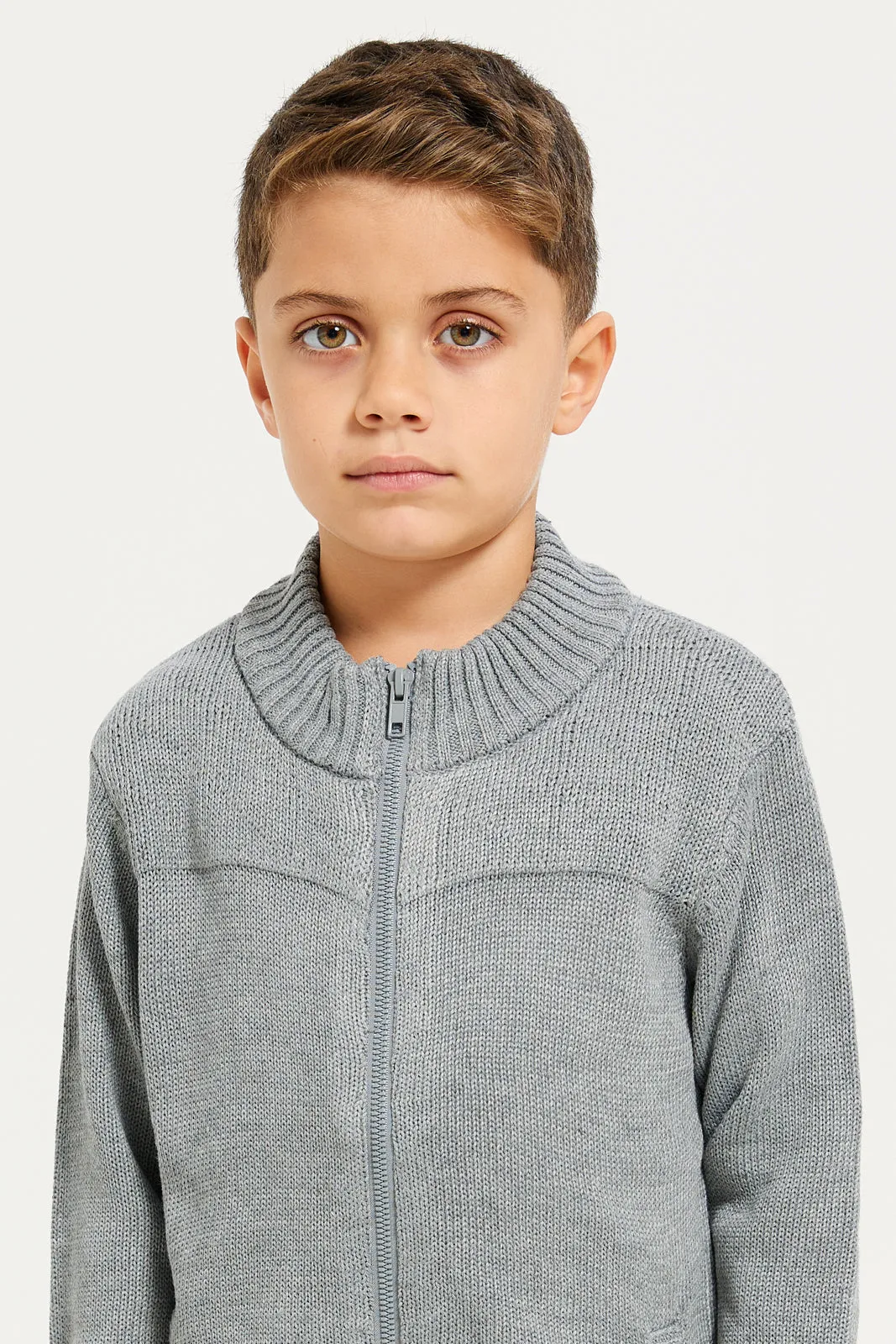 Boys Grey Solid Sweater sold by Redtag product image thumbnail 4