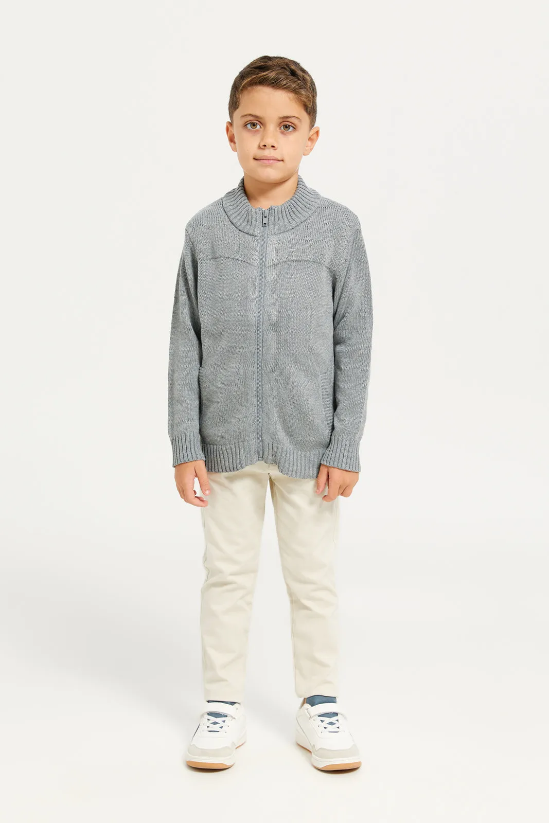 Boys Grey Solid Sweater sold by Redtag product image thumbnail 2