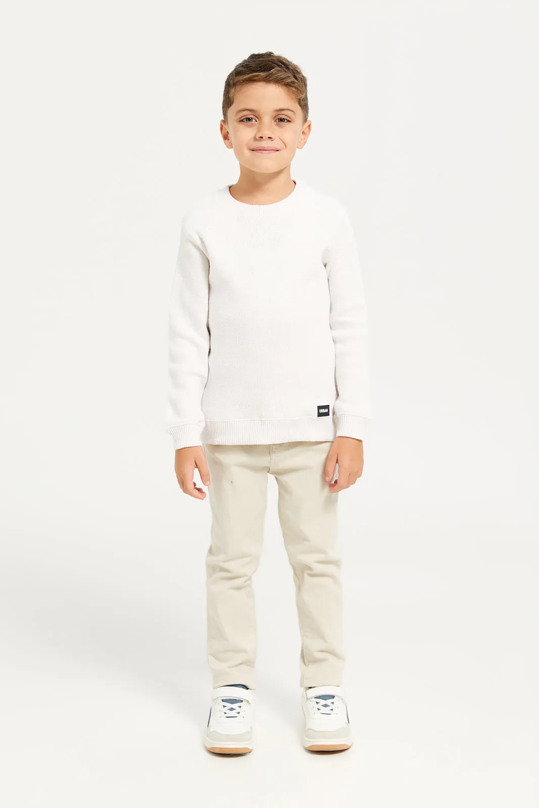 Boys White Snow Look Crew Neck Pullover sold by Redtag product image thumbnail 2