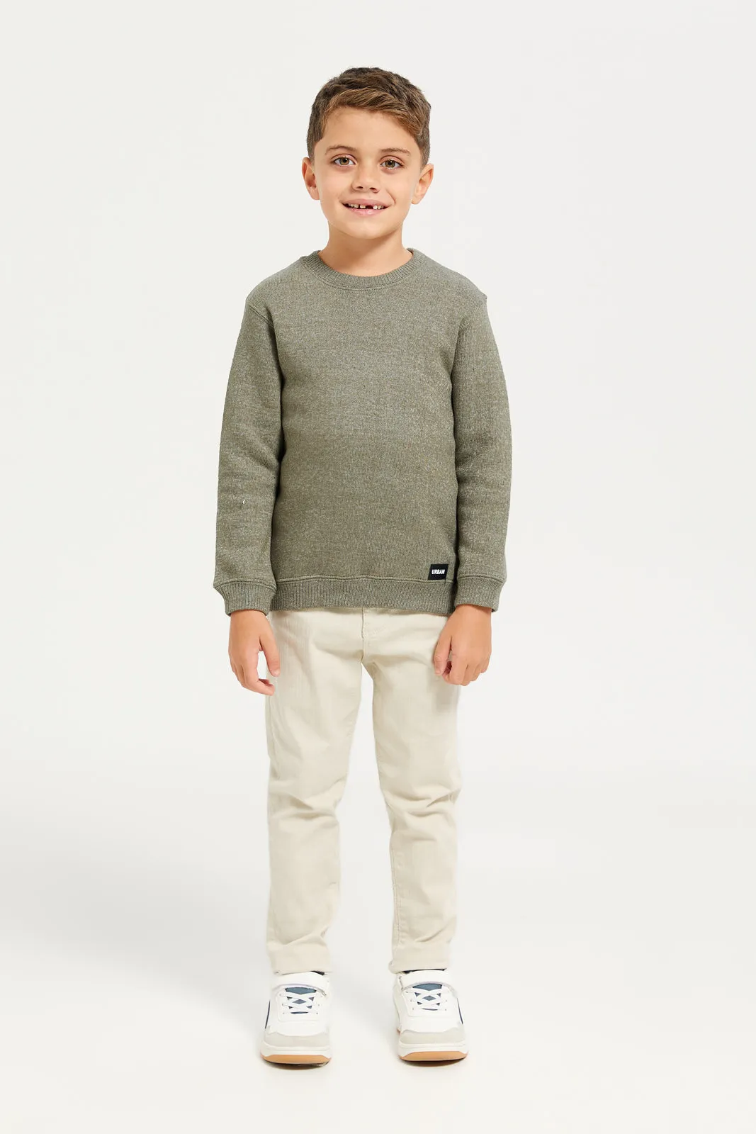 Boys Olive Snow Look Crew Neck Pullover sold by Redtag product image thumbnail 2