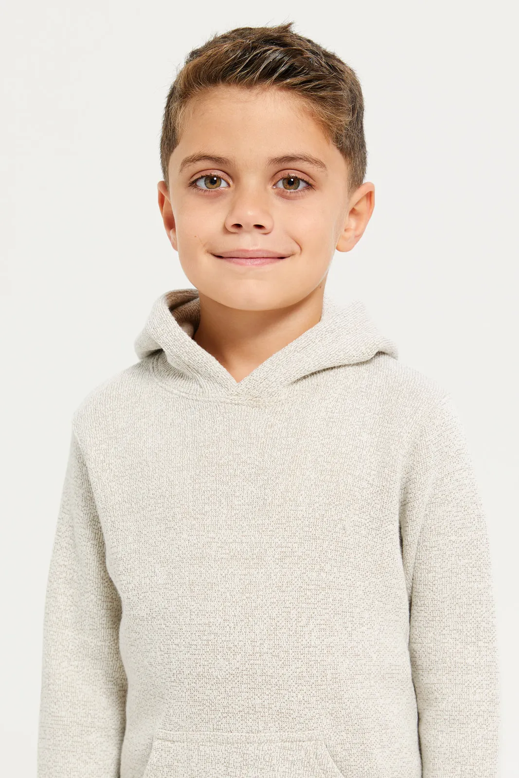 Boys Beige Snow Look Hooded Pullover sold by Redtag product image thumbnail 4