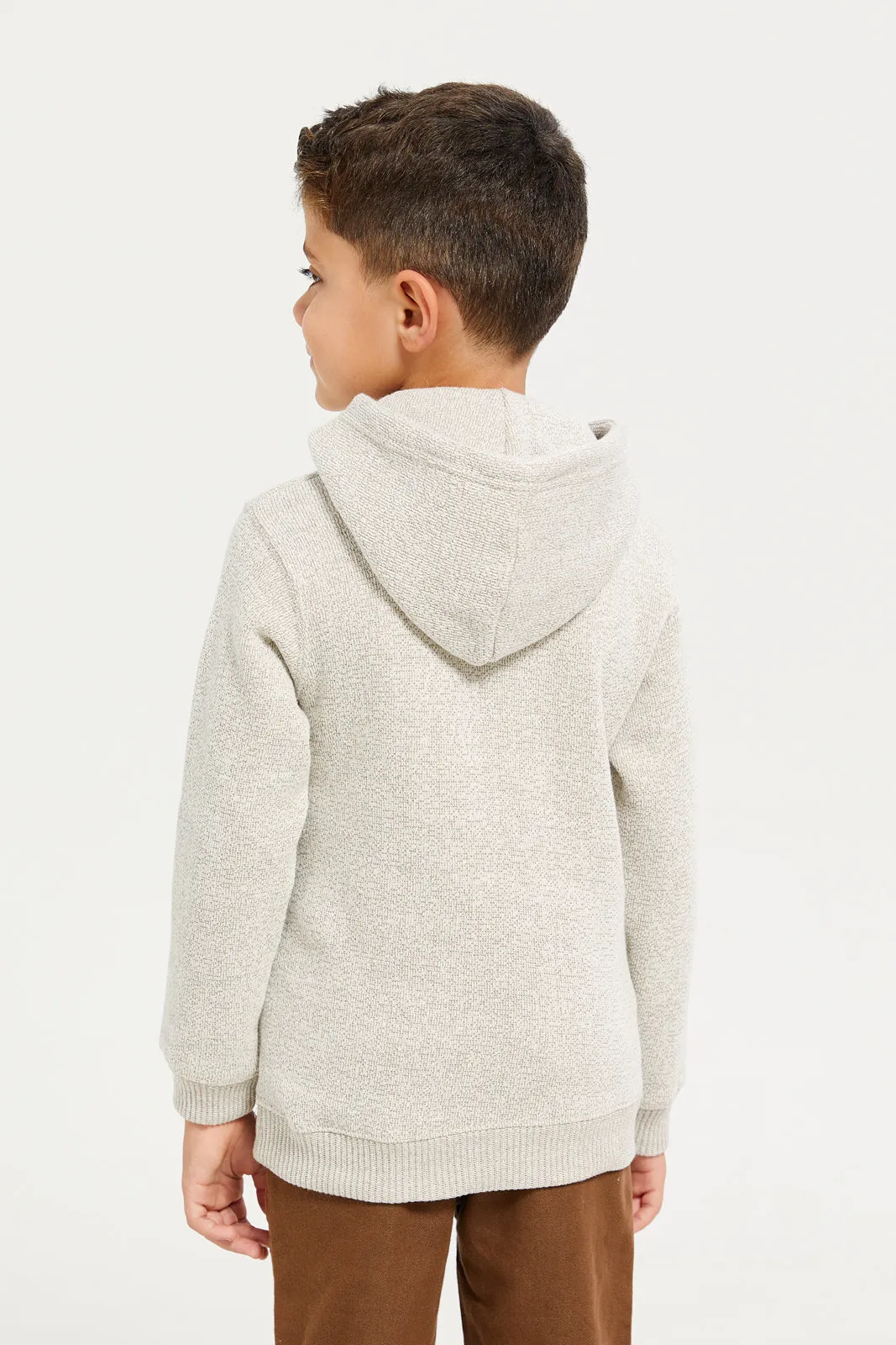 Boys Beige Snow Look Hooded Pullover sold by Redtag product image thumbnail 3