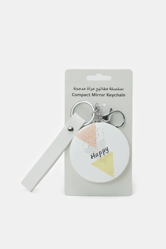Silver Happy Print Pocket Mirror sold by Redtag