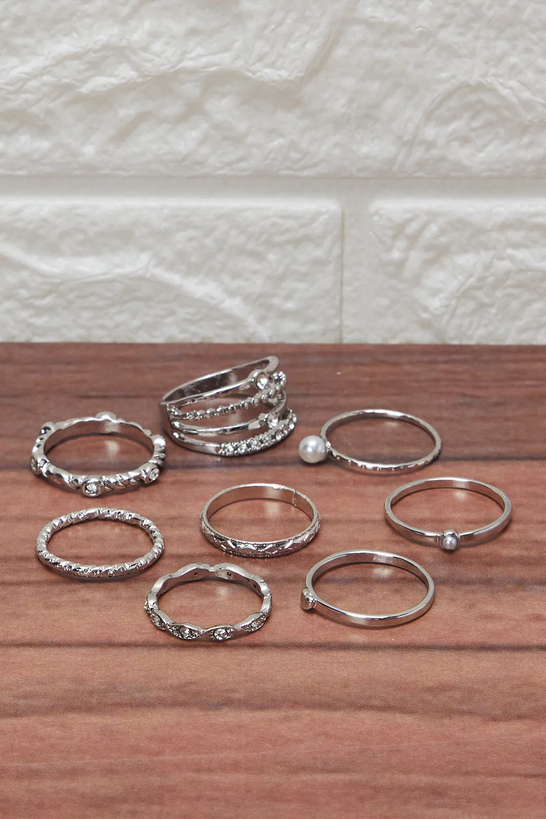 Women Silver Embellished Ring Set (8 Piece) sold by Redtag product image thumbnail 3