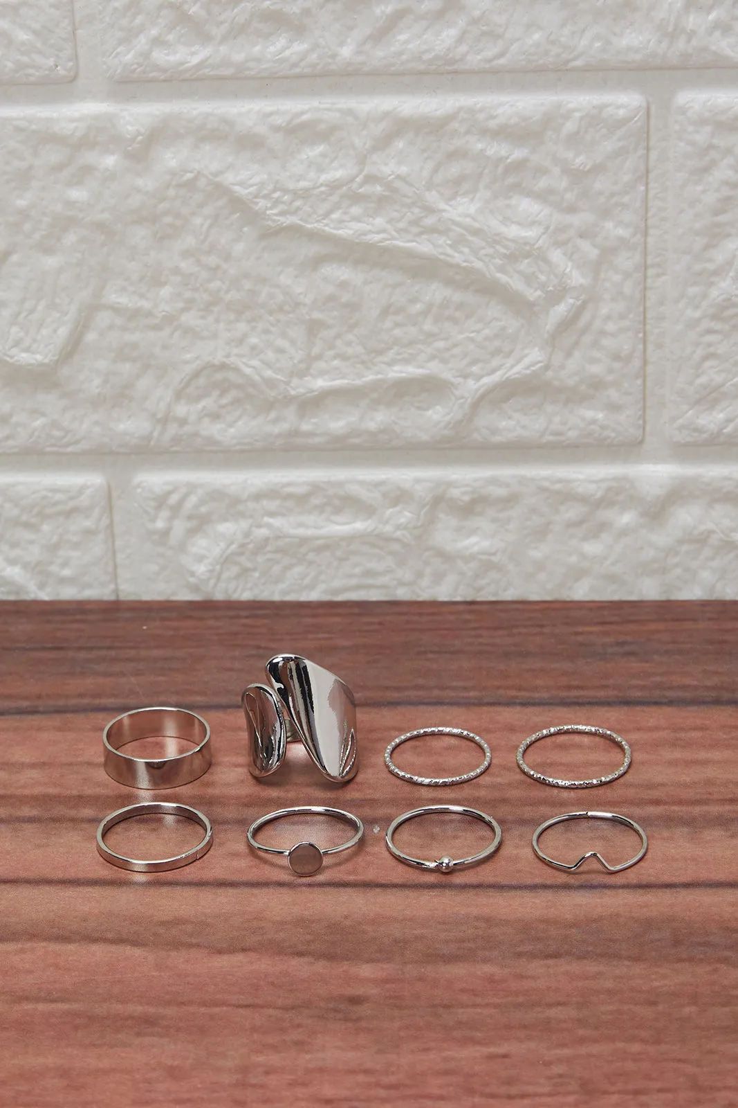 Women Silver Embellished Ring Set (8 Piece) sold by Redtag