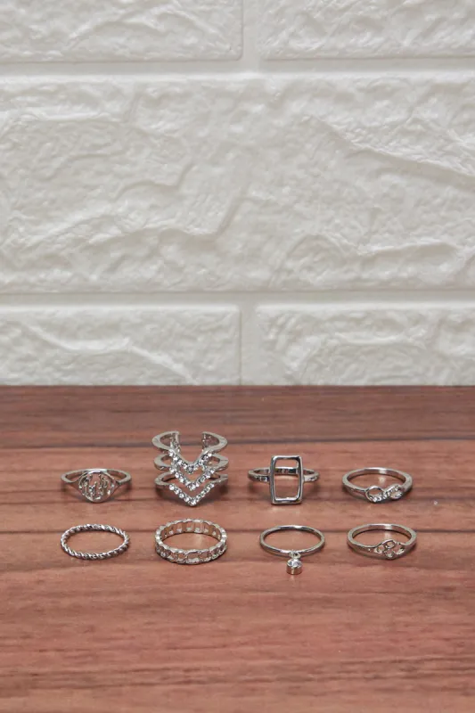 Women Silver Embellished Ring Set (7 Piece) sold by Redtag