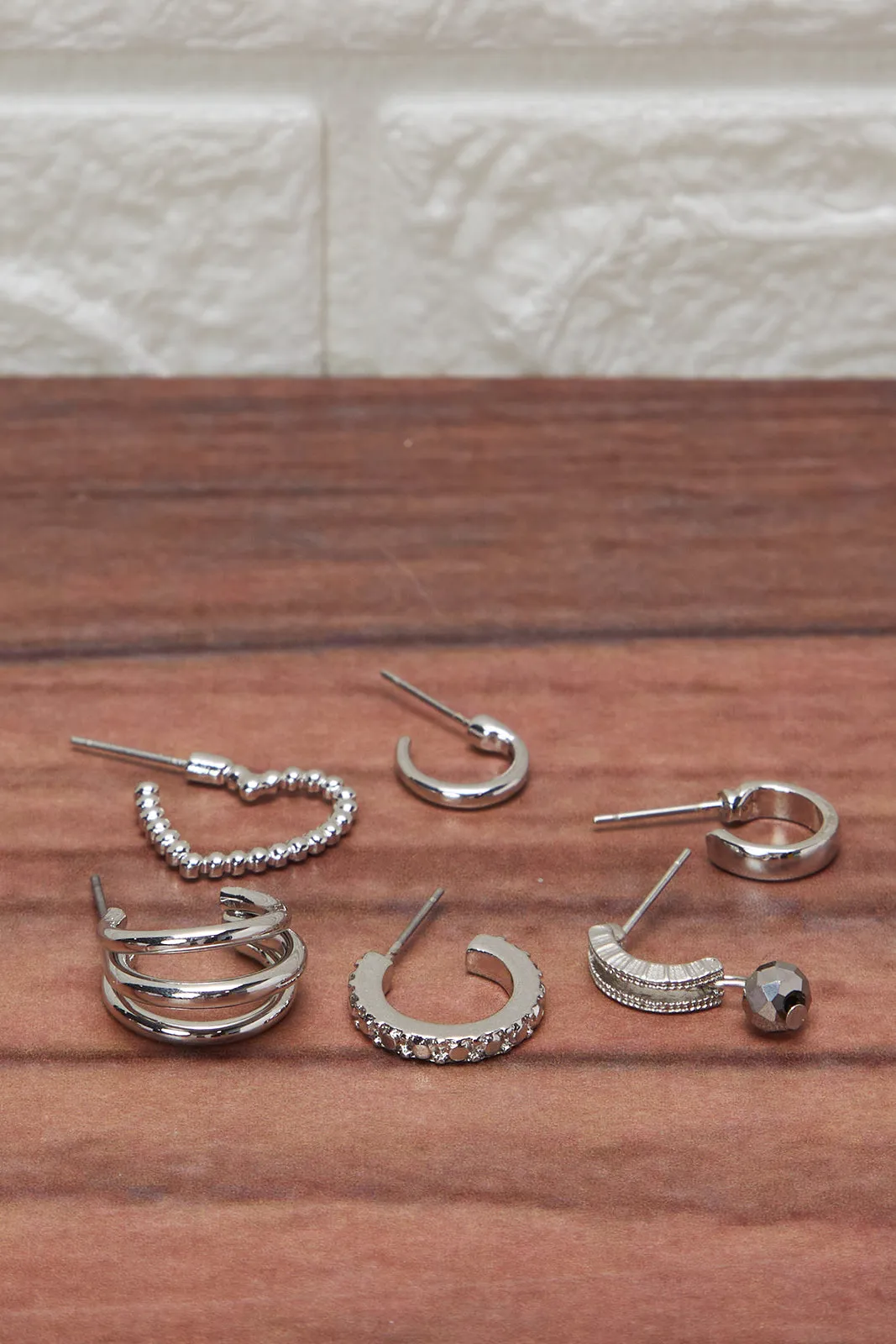 Women Silver Stud Earring Set (6 Pairs) sold by Redtag product image thumbnail 3