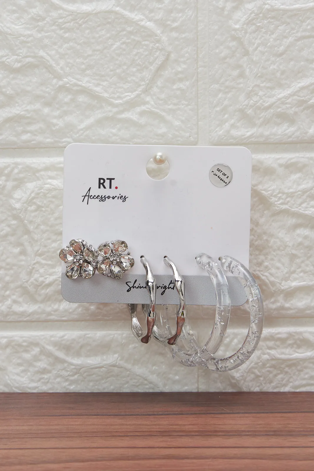 Women Silver Hoop Earring Set (3 Pairs) sold by Redtag