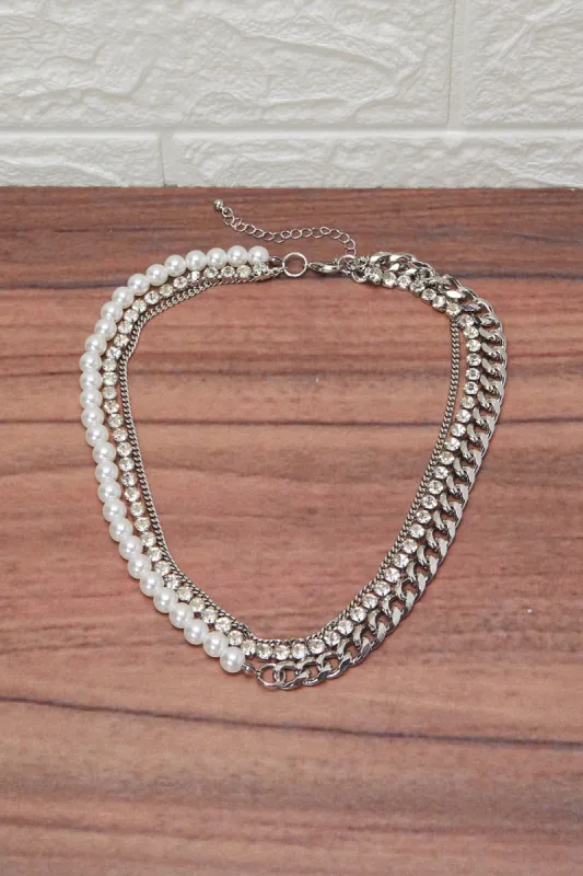 Women Silver Pearls Necklace sold by Redtag