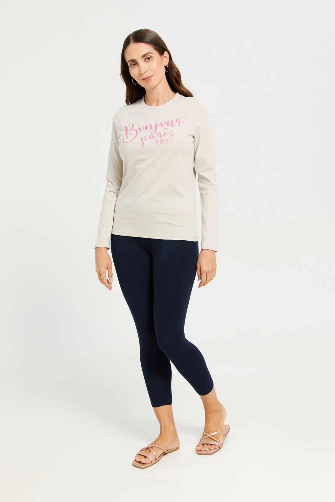 Women Ivory Long Sleeves Printed T-shirt sold by Redtag product image thumbnail 2