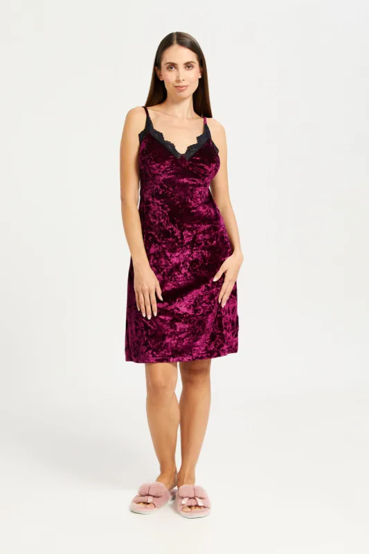 Women Red Velvet Chemise sold by Redtag