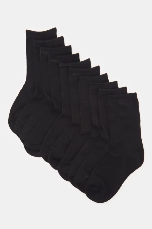 Senior Boys Black Crew Length Socks Set (5 Pairs) sold by Redtag